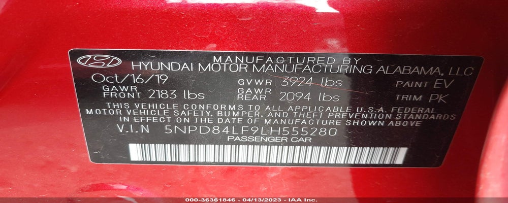 5NPD84LF9LH555280 2020 HYUNDAI ELANTRA photo no. 9