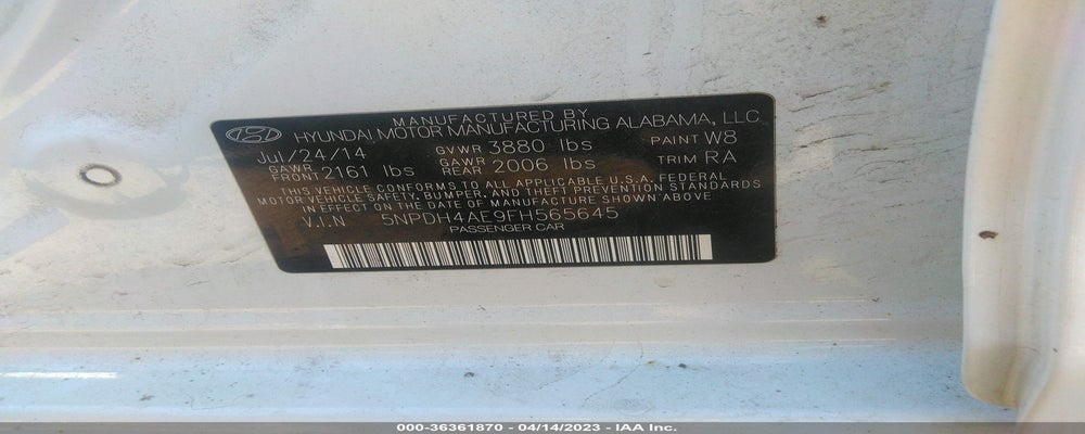 5NPDH4AE9FH565645 2015 HYUNDAI ELANTRA photo no. 9