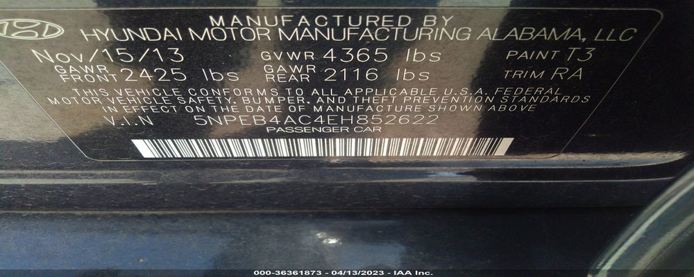 5NPEB4AC4EH852622 2014 HYUNDAI SONATA photo no. 9