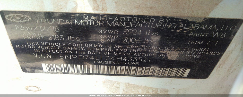 5NPD74LF7KH433521 2019 HYUNDAI ELANTRA photo no. 9