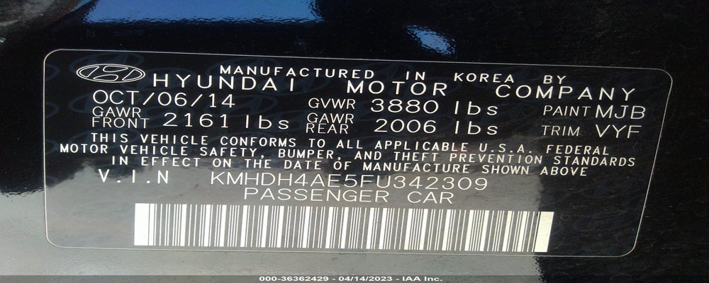KMHDH4AE5FU342309 2015 HYUNDAI ELANTRA photo no. 9
