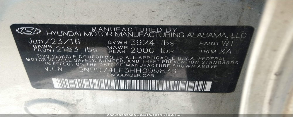 5NPD74LF3HH099836 2017 HYUNDAI ELANTRA photo no. 9