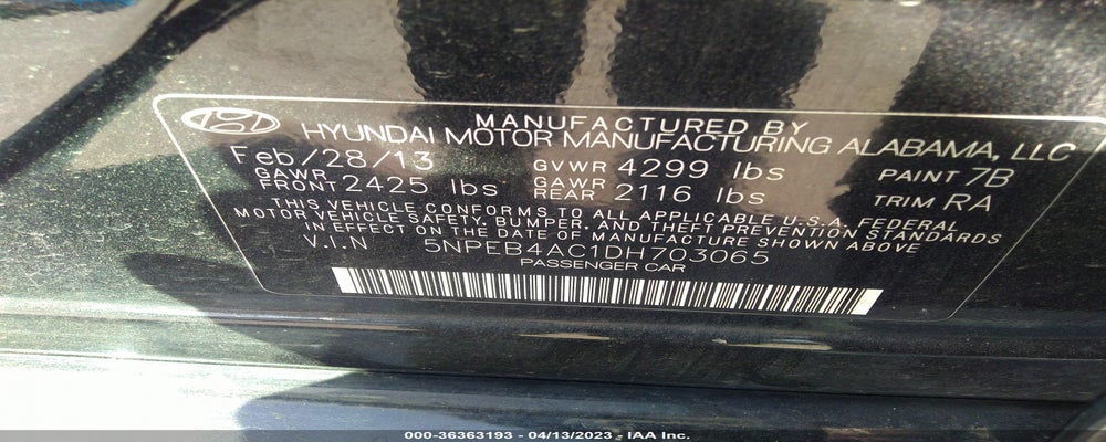 5NPEB4AC1DH703065 2013 HYUNDAI SONATA photo no. 9
