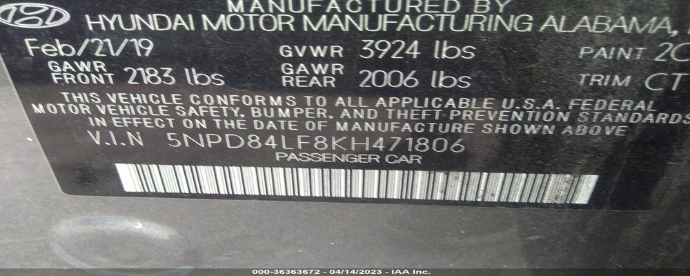 5NPD84LF8KH471806 2019 HYUNDAI ELANTRA photo no. 9