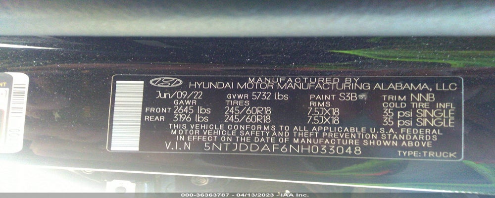 5NTJDDAF6NH033048 2022 HYUNDAI SANTA CRUZ photo no. 9