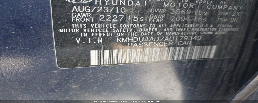 KMHDU4AD7AU179349 2010 HYUNDAI ELANTRA photo no. 9
