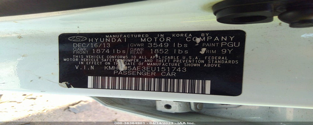 KMHCU5AE3EU151743 2014 HYUNDAI ACCENT photo no. 9