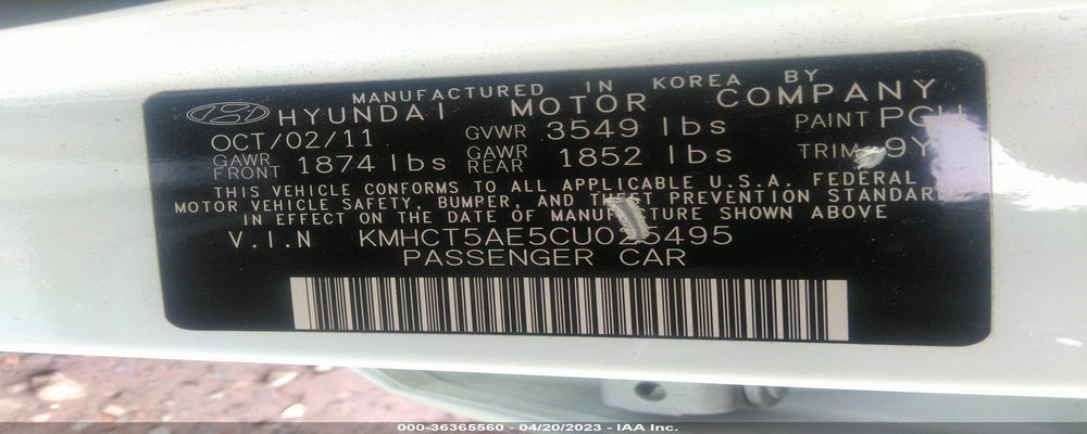 KMHCT5AE5CU025495 2012 HYUNDAI ACCENT photo no. 9