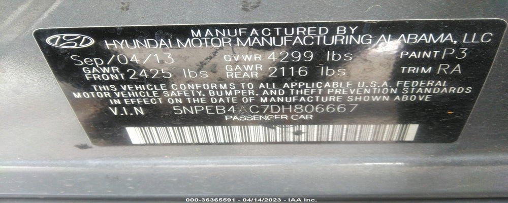 5NPEB4AC7DH806667 2013 HYUNDAI SONATA photo no. 9