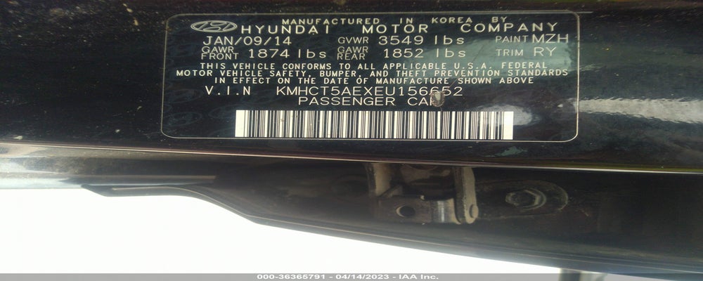 KMHCT5AEXEU156652 2014 HYUNDAI ACCENT photo no. 9