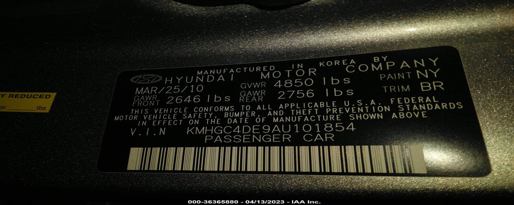 KMHGC4DE9AU101854 2010 HYUNDAI GENESIS photo no. 9