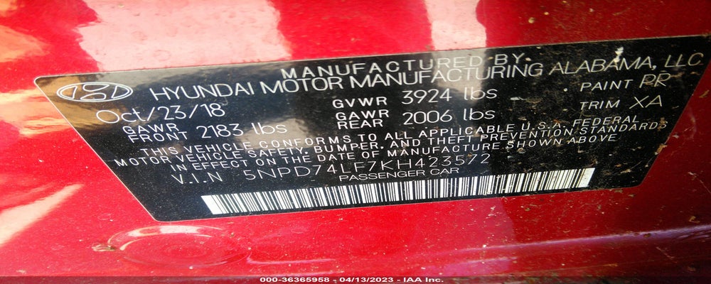 5NPD74LF7KH423572 2019 HYUNDAI ELANTRA photo no. 9