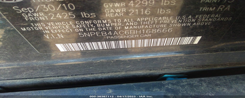 5NPEB4AC6BH168666 2011 HYUNDAI SONATA photo no. 9