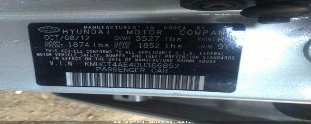 KMHCT4AE4DU366852 2013 HYUNDAI ACCENT photo no. 9