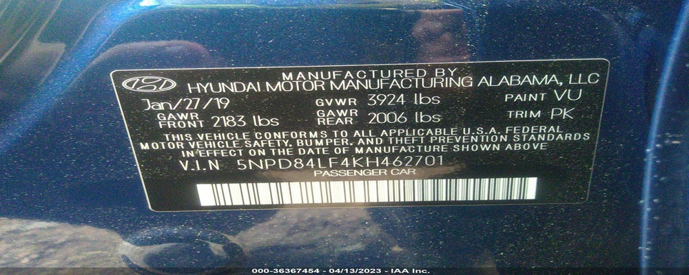 5NPD84LF4KH462701 2019 HYUNDAI ELANTRA photo no. 9