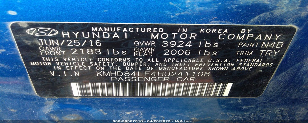 KMHD84LF4HU241108 2017 HYUNDAI ELANTRA photo no. 9