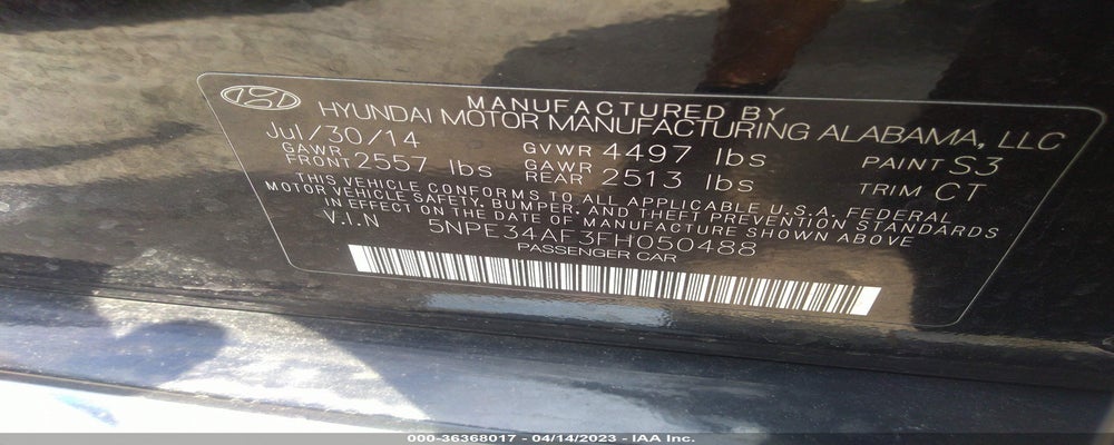 5NPE34AF3FH050488 2015 HYUNDAI SONATA photo no. 9