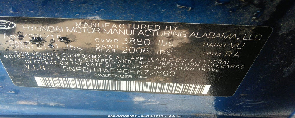 5NPDH4AE9GH672860 2016 HYUNDAI ELANTRA photo no. 9