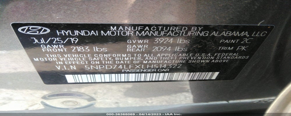 5NPD74LFXLH514322 2020 HYUNDAI ELANTRA photo no. 9