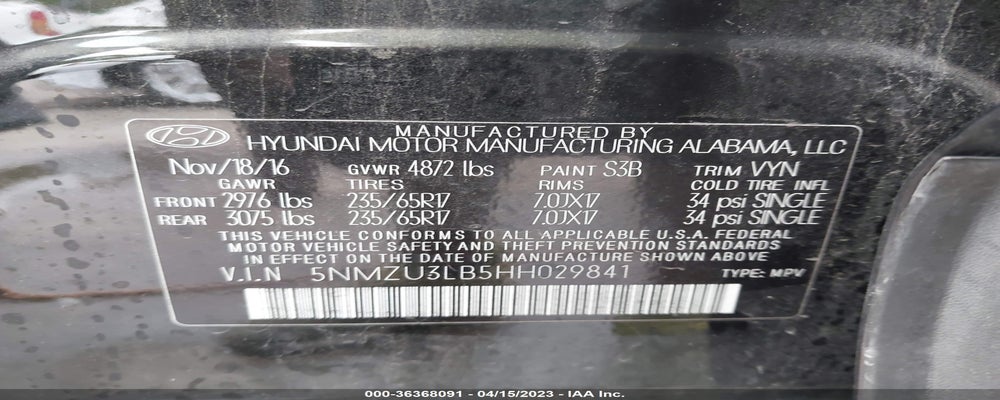 5NMZU3LB5HH029841 2017 HYUNDAI SANTA FE SPORT photo no. 9
