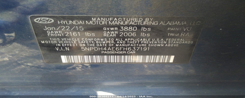 5NPDH4AE6FH637191 2015 HYUNDAI ELANTRA photo no. 9