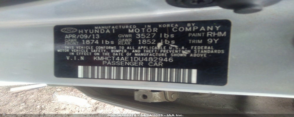 KMHCT4AE1DU482946 2013 HYUNDAI ACCENT photo no. 9