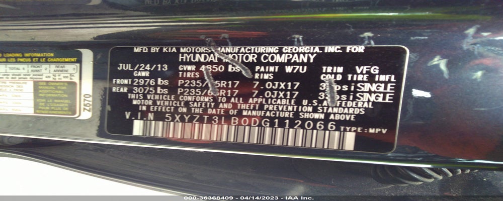 5XYZT3LB0DG112066 2013 HYUNDAI SANTA FE SPORT photo no. 9
