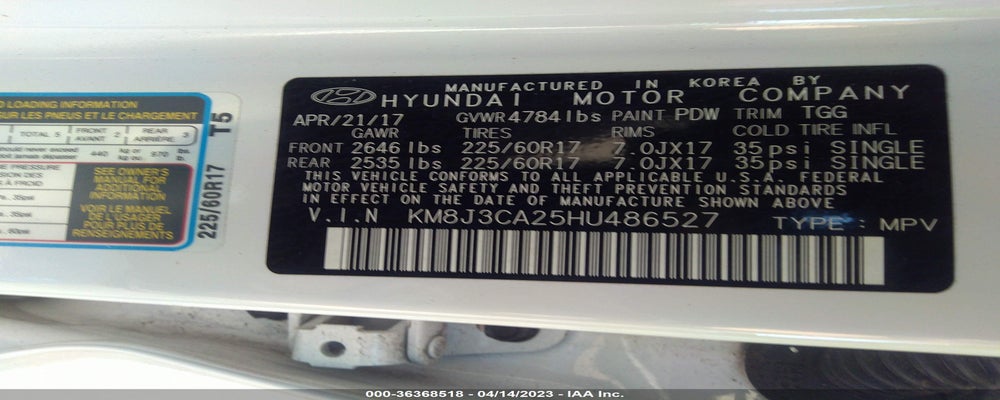 KM8J3CA25HU486527 2017 HYUNDAI TUCSON photo no. 9