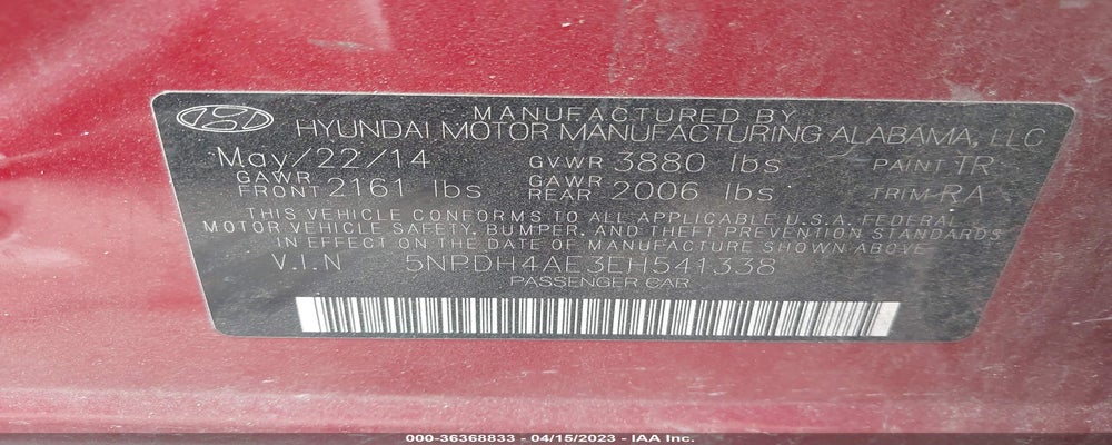 5NPDH4AE3EH541338 2014 HYUNDAI ELANTRA photo no. 9