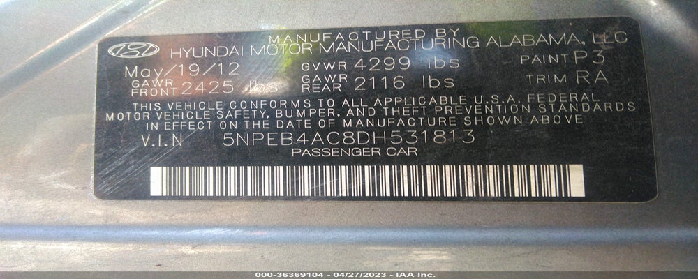 5NPEB4AC8DH531813 2013 HYUNDAI SONATA photo no. 9