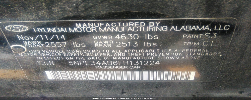 5NPE34AB6FH131224 2015 HYUNDAI SONATA photo no. 9
