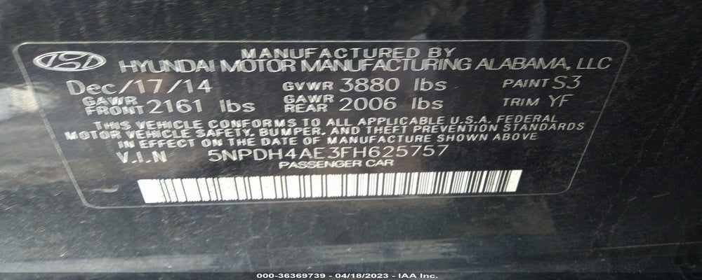 5NPDH4AE3FH625757 2015 HYUNDAI ELANTRA photo no. 9