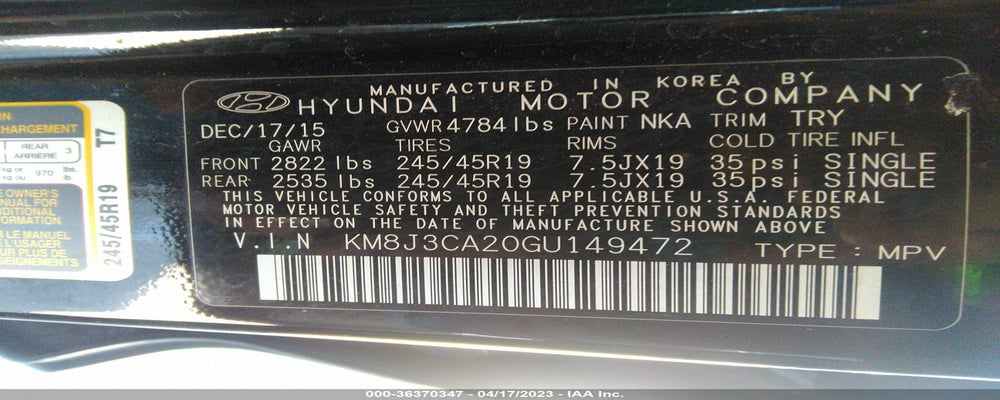KM8J3CA20GU149472 2016 HYUNDAI TUCSON photo no. 9