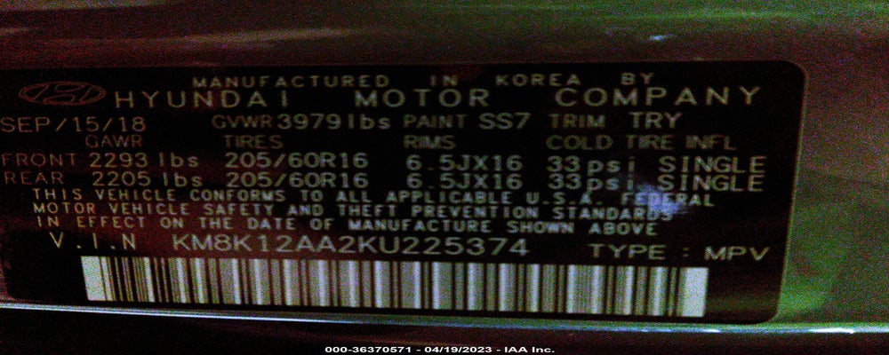 KM8K12AA2KU225374 2019 HYUNDAI KONA photo no. 9