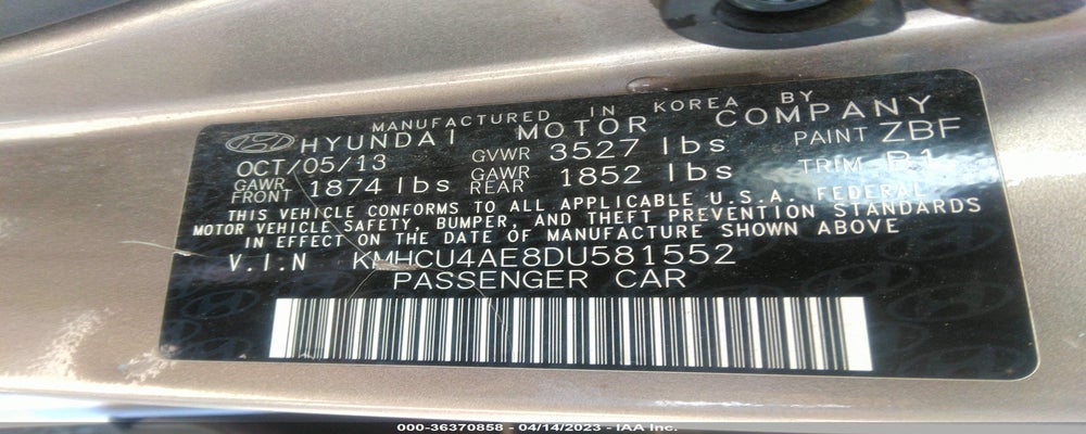 KMHCU4AE8DU581552 2013 HYUNDAI ACCENT photo no. 9