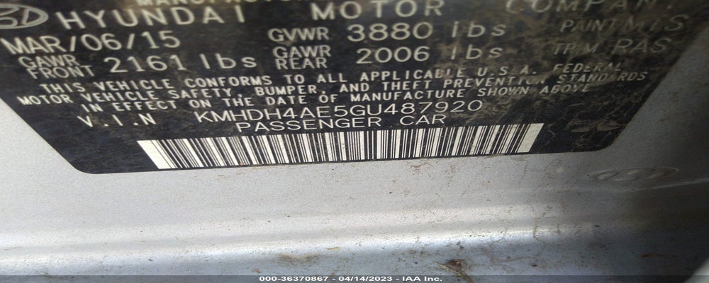 KMHDH4AE5GU487920 2016 HYUNDAI ELANTRA photo no. 9