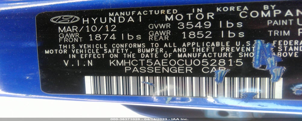 KMHCT5AE0CU052815 2012 HYUNDAI ACCENT photo no. 9