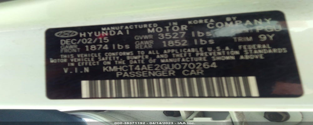 KMHCT4AE2GU070264 2016 HYUNDAI ACCENT photo no. 9