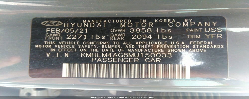 KMHLM4AG8MU150033 2021 HYUNDAI ELANTRA photo no. 9