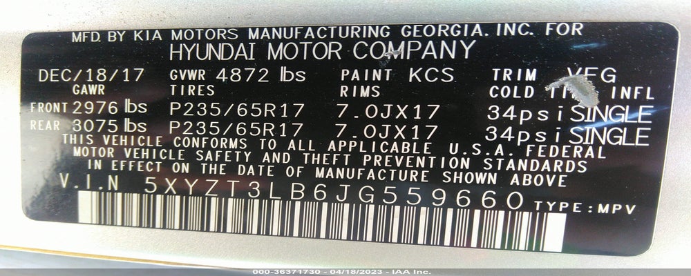 5XYZT3LB6JG559660 2018 HYUNDAI SANTA FE SPORT photo no. 9