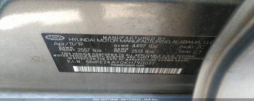 5NPE24AF0KH790027 2019 HYUNDAI SONATA photo no. 9