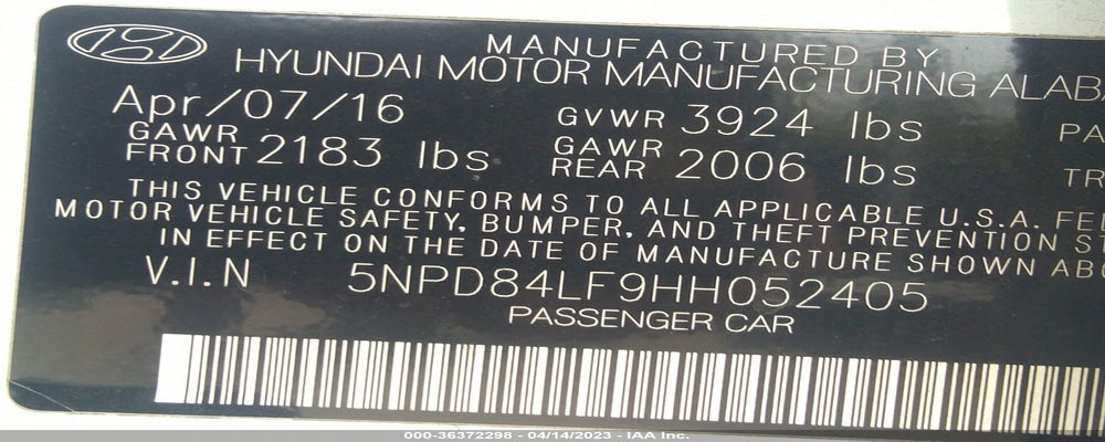 5NPD84LF9HH052405 2017 HYUNDAI ELANTRA photo no. 9
