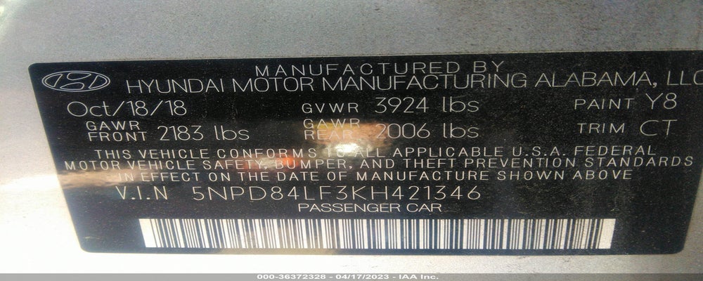 5NPD84LF3KH421346 2019 HYUNDAI ELANTRA photo no. 9