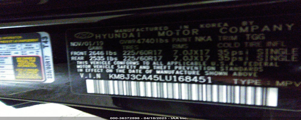 KM8J3CA45LU168451 2020 HYUNDAI TUCSON photo no. 9