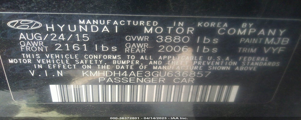 KMHDH4AE3GU636857 2016 HYUNDAI ELANTRA photo no. 9