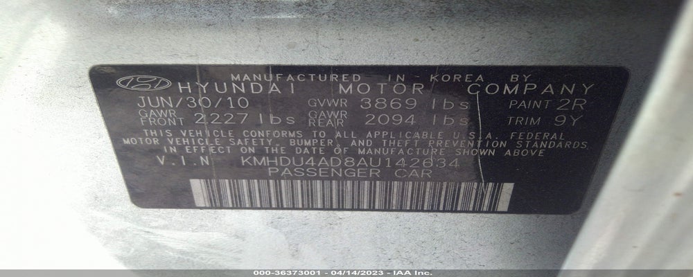 KMHDU4AD8AU142634 2010 HYUNDAI ELANTRA photo no. 9