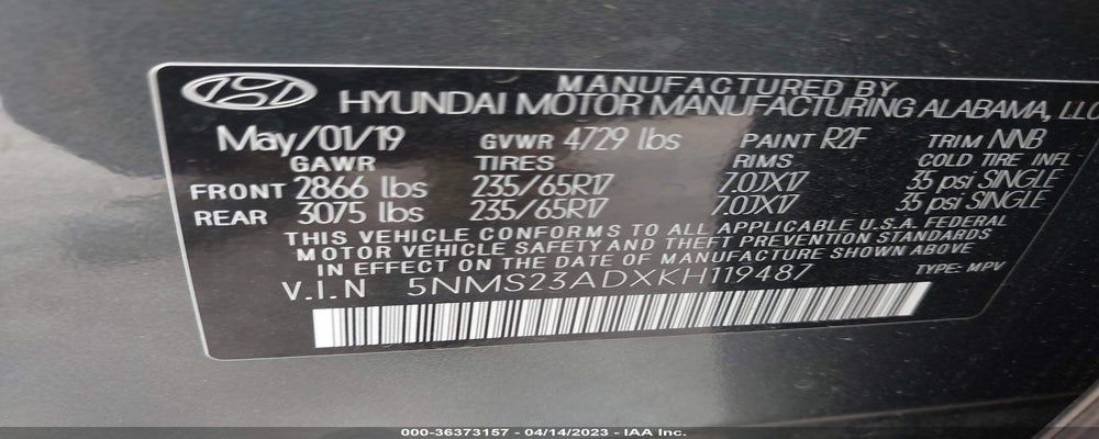 5NMS23ADXKH119487 2019 HYUNDAI SANTA FE photo no. 9
