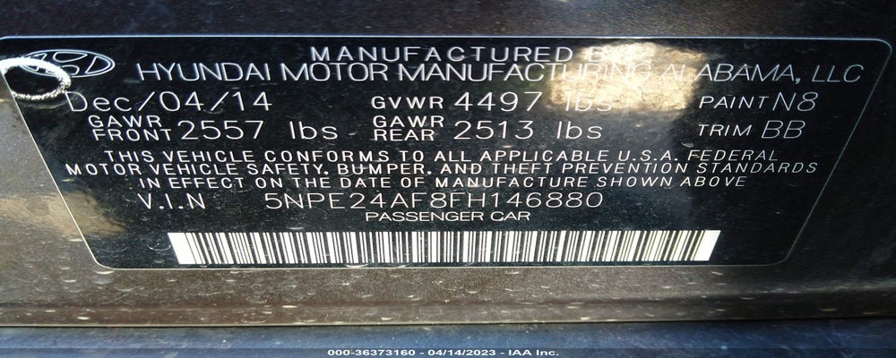 5NPE24AF8FH146880 2015 HYUNDAI SONATA photo no. 9