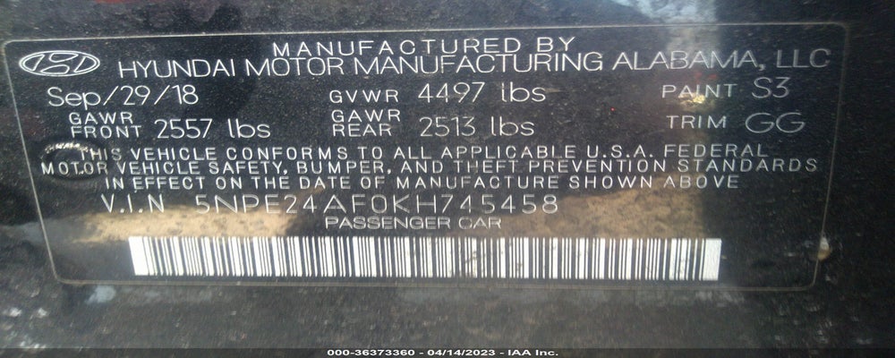 5NPE24AFOKH745458 2019 HYUNDAI SONATA photo no. 9