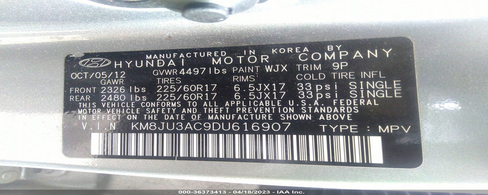 KM8JU3AC9DU616907 2013 HYUNDAI TUCSON photo no. 9